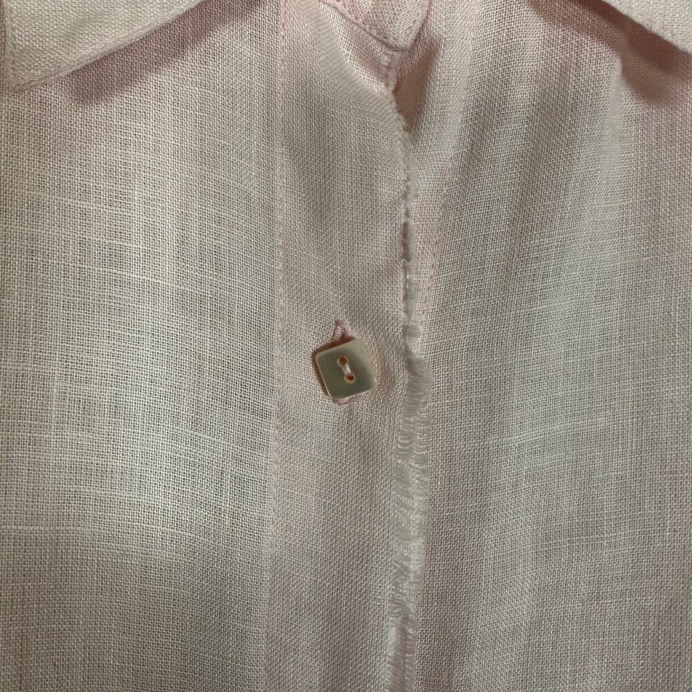 Dana Buchman Sz 12 100% Linen Petal Pink Square‎ Button Up Top Quiet Luxury - Picture 4 of 10
